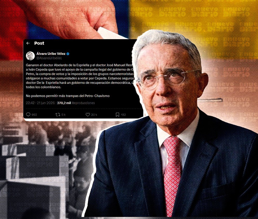 Uribe respalda a De la Espriella y cuestiona al Gobierno de Petro en medio de un escrutinio cerrado en Colombia