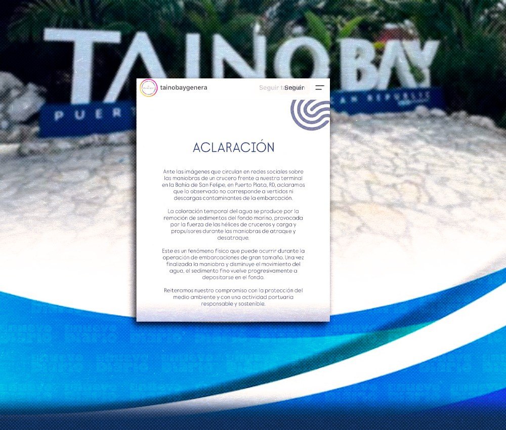 Puerto Plata aclara el cambio temporal de color en la bahía tras maniobras de un crucero