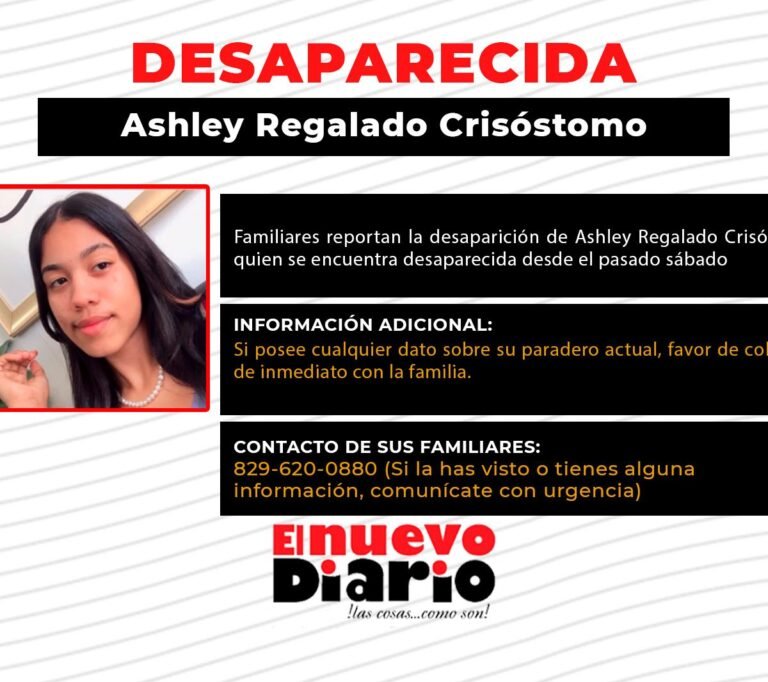 Buscan a Ashley Regalado Crisóstomo, desaparecida desde el sábado en Canca La Piedra